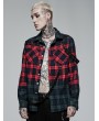 Punk Rave Red and Green Gothic Punk Plaid Casual Long Sleeve Shirt for Men