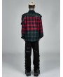 Punk Rave Red and Green Gothic Punk Plaid Casual Long Sleeve Shirt for Men