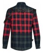 Punk Rave Red and Green Gothic Punk Plaid Casual Long Sleeve Shirt for Men