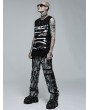 Punk Rave Black and White Gothic Punk Metal Buckle Long Straight Trousers for Men