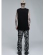 Punk Rave Black and White Gothic Punk Metal Buckle Long Straight Trousers for Men