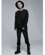 Punk Rave Black Gothic Punk Daily Wear Knitted Broken Holes Long Sleeve T-Shirt for Men