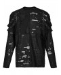 Punk Rave Black Gothic Punk Daily Wear Knitted Broken Holes Long Sleeve T-Shirt for Men
