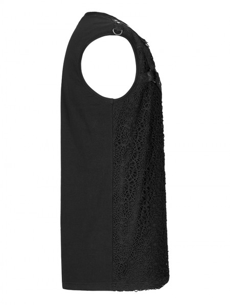 Punk Rave Black Gothic Punk Mesh Sleeveless Tank Top for Men ...