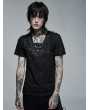 Punk Rave Black Gothic Punk V-Neck Mesh Short Sleeve T-Shirt for Men