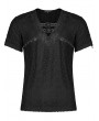 Punk Rave Black Gothic Punk V-Neck Mesh Short Sleeve T-Shirt for Men