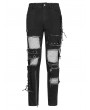 Punk Rave Black Gothic Punk Broken Mesh Decadent Long Trousers for Men