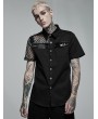 Punk Rave Black Gothic Punk Asymmetric Stitching Short Sleeve Shirt for Men
