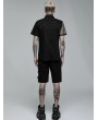 Punk Rave Black Gothic Punk Asymmetric Stitching Short Sleeve Shirt for Men