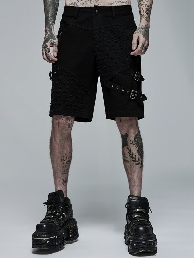 Punk Rave Black Gothic Punk Daily Wear Denim Shorts for Men