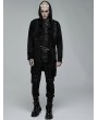 Punk Rave Black Gothic Punk Military Decadent Pins Hooded Trench Coat for Men