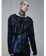Punk Rave Black and Blue Gothic Punk Daily Wear Belt Printing Long Sleeve T-Shirt for Men