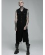 Punk Rave Black Gothic Punk Rivet Broken Holes Long Vest for Men