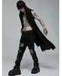 Punk Rave Black Gothic Punk Rivet Broken Holes Long Vest for Men