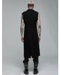 Punk Rave Black Gothic Punk Rivet Broken Holes Long Vest for Men