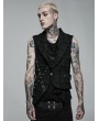 Punk Rave Black Gothic Punk Hollow Out Rivet Belt Asymmetric Vest for Men