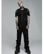 Punk Rave Black Gothic Punk Hollow Out Rivet Belt Asymmetric Vest for Men