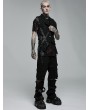 Punk Rave Black Gothic Punk Hollow Out Rivet Belt Asymmetric Vest for Men