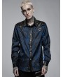 Punk Rave Blue Gothic Punk Personality Crack Long Sleeve Shirt for Men
