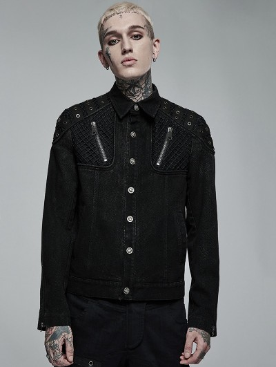 Punk Rave Black Gothic Punk Mesh Rugged Daily Wear Short Jacket for Men