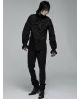 Punk Rave Black Vintage Gothic Dark Textured Shirt with Detachable Bowtie for Men