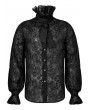 Punk Rave Black Vintage Gothic Dark Textured Shirt with Detachable Bowtie for Men