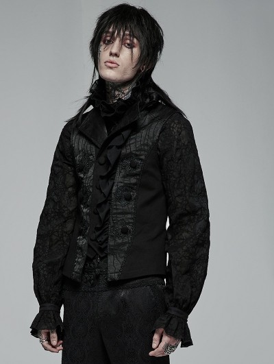 Punk Rave Black Vintage Gothic Noble Style Jacquard Vest for Men