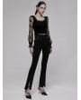 Punk Rave Black Gothic Punk Chain Daily Wear Flared Pants for Women