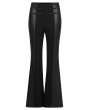 Punk Rave Black Gothic Chinese Style PU Splice Flared Pants for Women