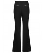 Punk Rave Black Gothic Chinese Style PU Splice Flared Pants for Women