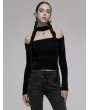 Punk Rave Black Gothic Off-the-Shoulder Daily Wear Sweater With Cross Pendant for Women