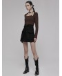 Punk Rave Black Gothic Punk A-Line Short Skirt With Decorative Belt