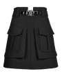 Punk Rave Black Gothic Punk A-Line Short Skirt With Decorative Belt
