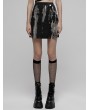 Punk Rave Black and White Gothic Punk Side Slit Tie Dyed A-Line Skirt