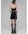 Punk Rave Black and White Gothic Punk Side Slit Tie Dyed A-Line Skirt