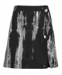 Punk Rave Black and White Gothic Punk Side Slit Tie Dyed A-Line Skirt