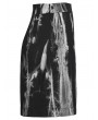 Punk Rave Black and White Gothic Punk Side Slit Tie Dyed A-Line Skirt