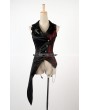 Punk Rave Black and Red Asymmetrical Gothic Punk Vest for Men