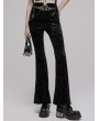 Punk Rave Black Gothic Dark Printed Velvet Flared Pants for Women