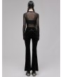 Punk Rave Black Gothic Dark Printed Velvet Flared Pants for Women