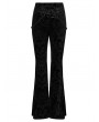 Punk Rave Black Gothic Dark Printed Velvet Flared Pants for Women