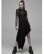 Punk Rave Black Gothic Street Fashion Hollowed Out Cross Spray Painted Asymmetric Dress