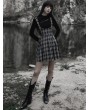 Punk Rave Black and White Plaid Gothic Pleated Strap Short Daily Wear Dress