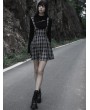 Punk Rave Black and White Plaid Gothic Pleated Strap Short Daily Wear Dress