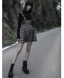 Punk Rave Black and White Plaid Gothic Pleated Strap Short Daily Wear Dress