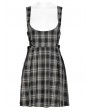 Punk Rave Black and White Plaid Gothic Pleated Strap Short Daily Wear Dress