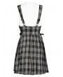 Punk Rave Black and White Plaid Gothic Pleated Strap Short Daily Wear Dress