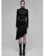 Punk Rave Black Patterned Gothic Punk Asymmetric Cheongsam Collar Long Dress