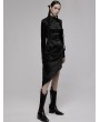 Punk Rave Black Patterned Gothic Punk Asymmetric Cheongsam Collar Long Dress