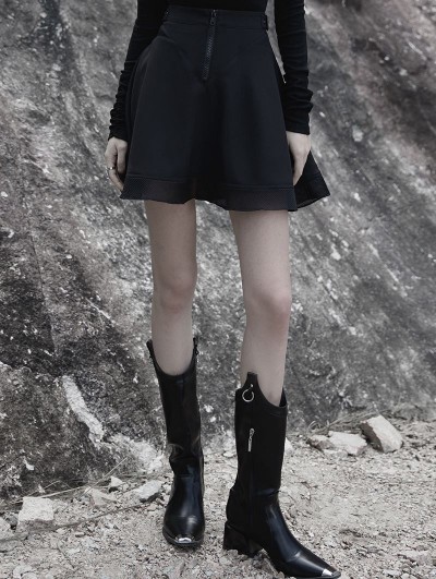 Punk Rave Black Gothic Punk Mesh Stitching Daily Wear Short Skirt